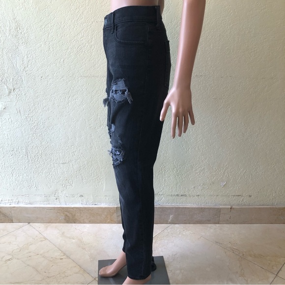 Express Jeans Black Ripped Jeans Denim Pants Women’s Size 12R Mid-Rise Leggings - Picture 4 of 16